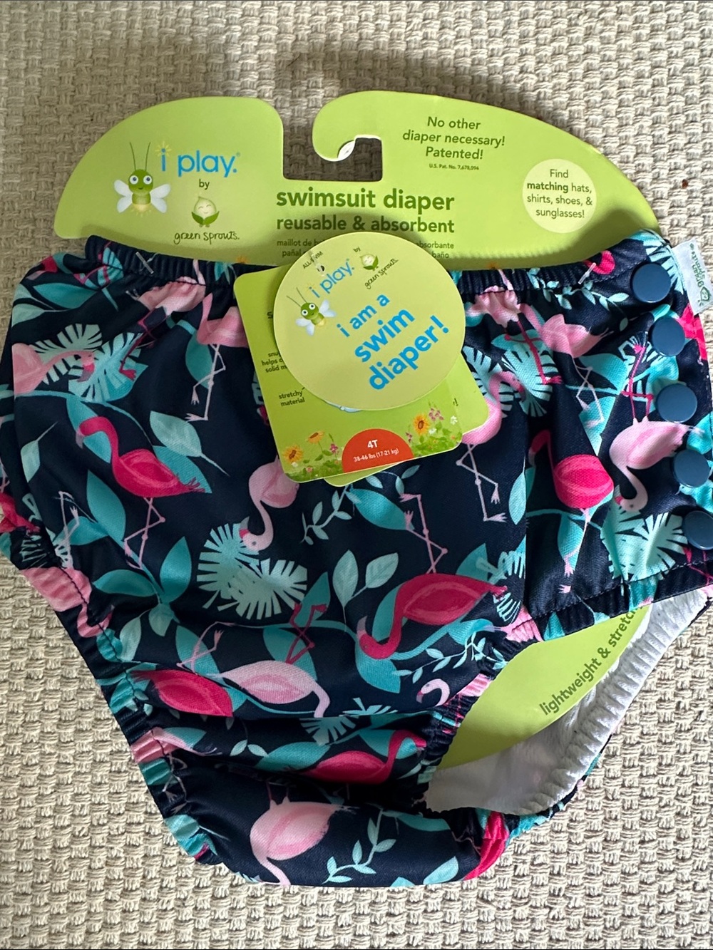 NWT Iplay swim diaper, flamingo, 4T